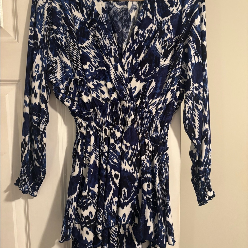 Zara Blue and White Patterned Dress